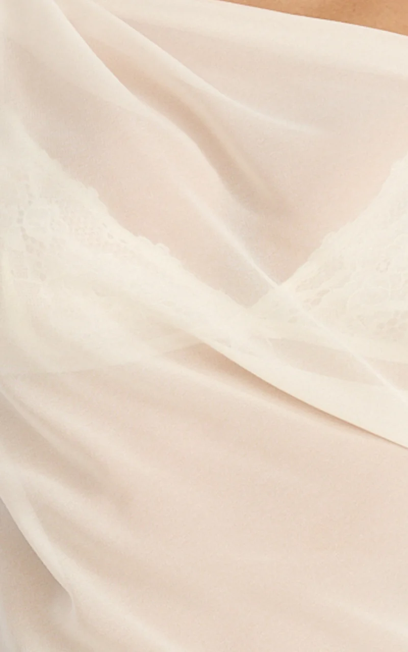Milla Top - Georgette Asymmetric Draped Top in Cream