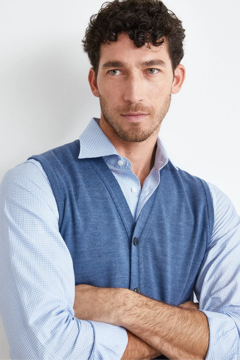 Gilet con Bottoni in Lana merino - JEANS