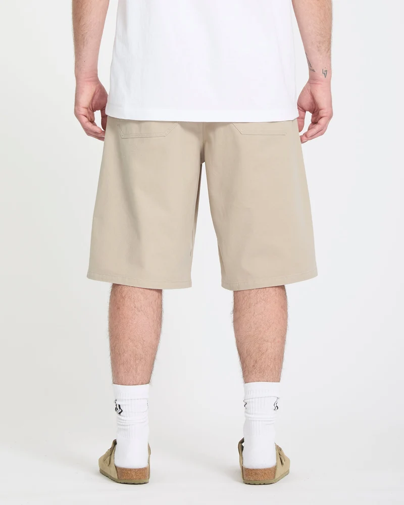 Chillow Pleat 24" Elasticated Waist Chino-Shorts - Light Khaki