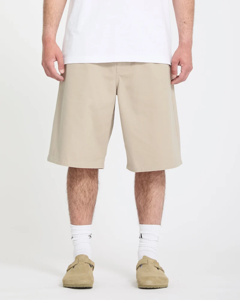 Chillow Pleat 24" Elasticated Waist Chino-Shorts - Light Khaki