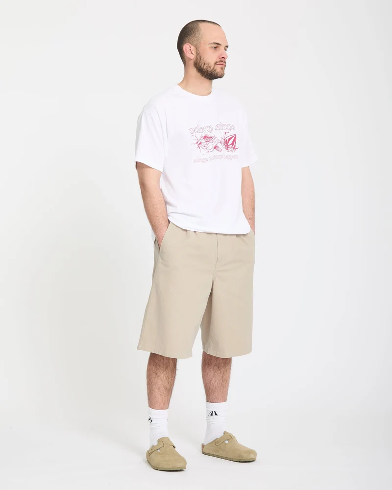 Chillow Pleat 24" Elasticated Waist Chino-Shorts - Light Khaki