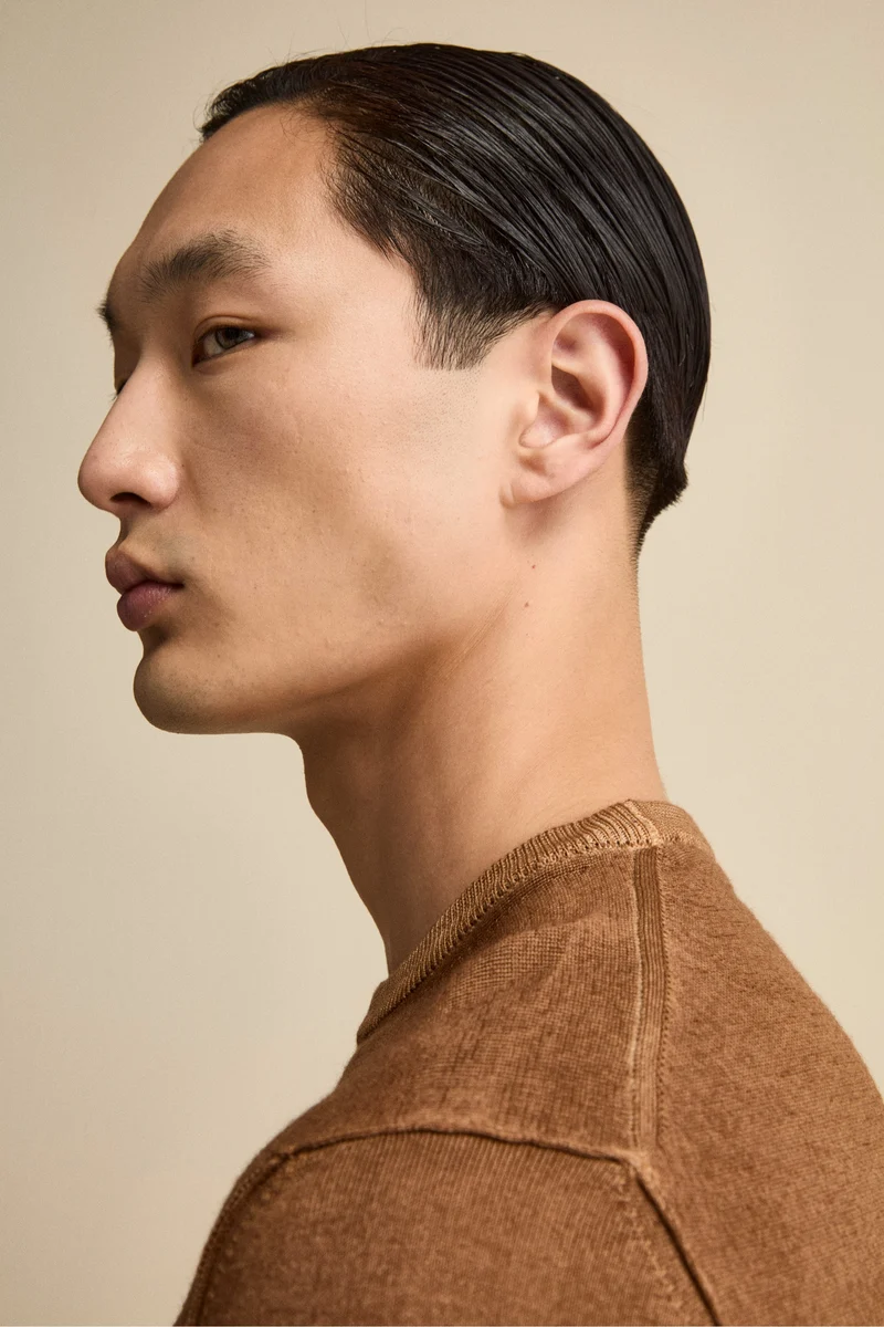 Girocollo in Lana Merino Extrafine - TABACCO