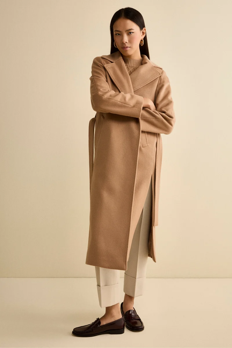 Cappotto lungo in lana e cashmere - CAMMELLO