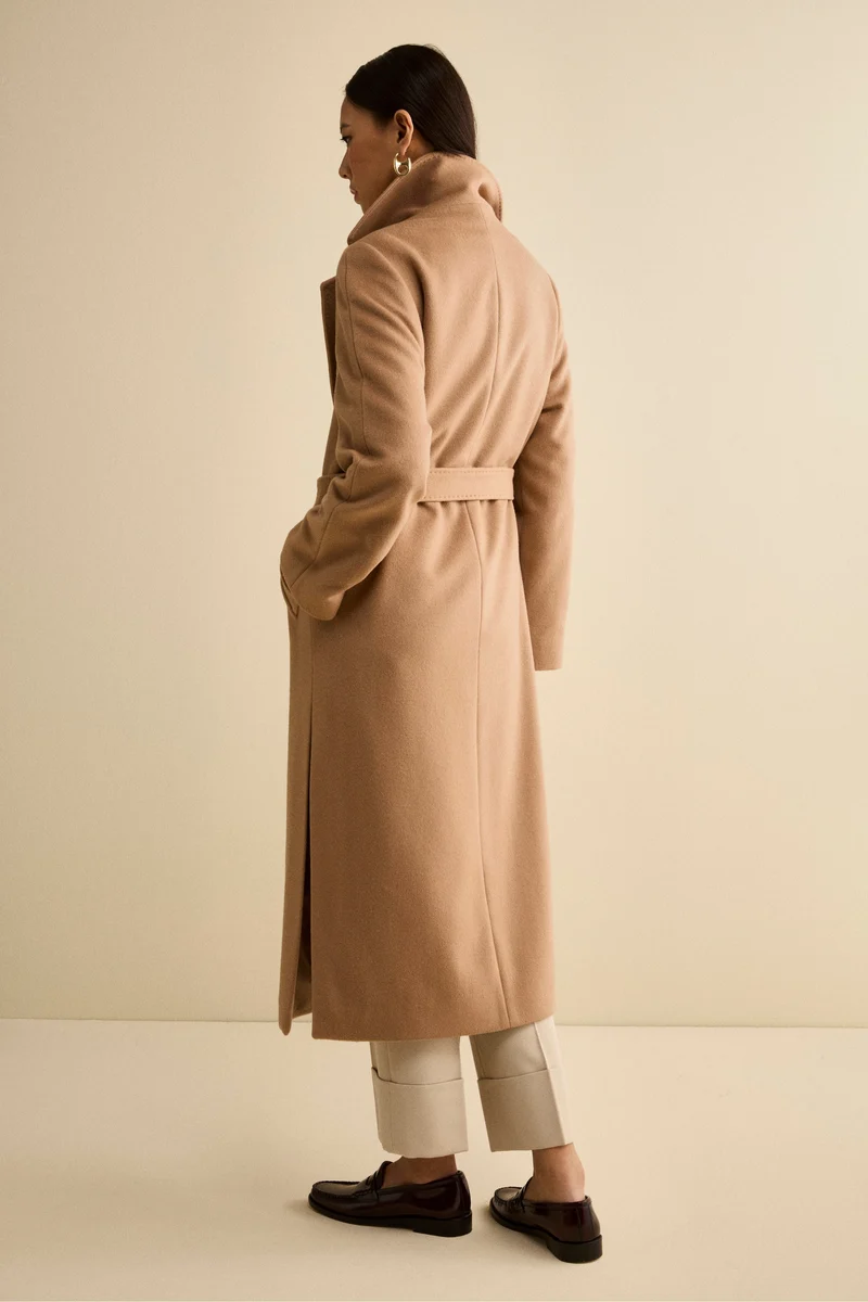 Cappotto lungo in lana e cashmere - CAMMELLO