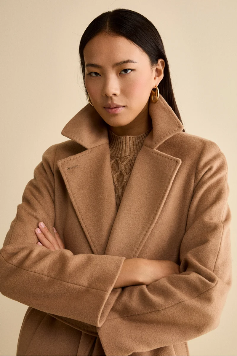 Cappotto lungo in lana e cashmere - CAMMELLO