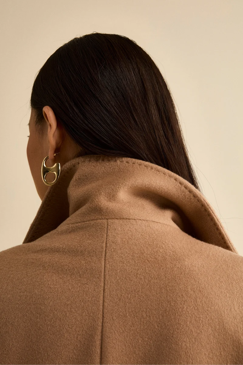 Cappotto lungo in lana e cashmere - CAMMELLO