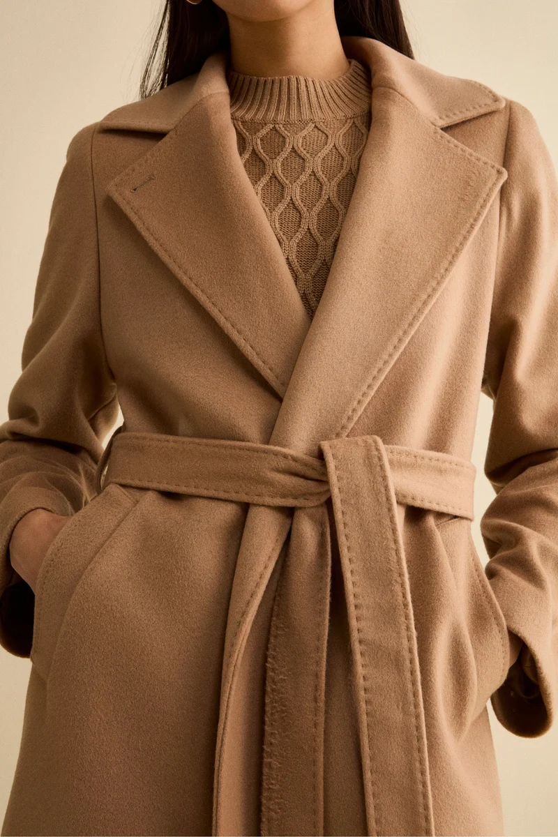 Cappotto lungo in lana e cashmere - CAMMELLO