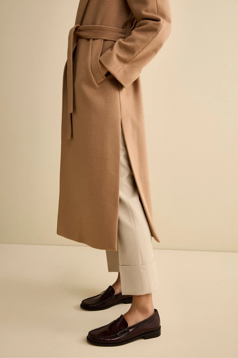 Cappotto lungo in lana e cashmere - CAMMELLO