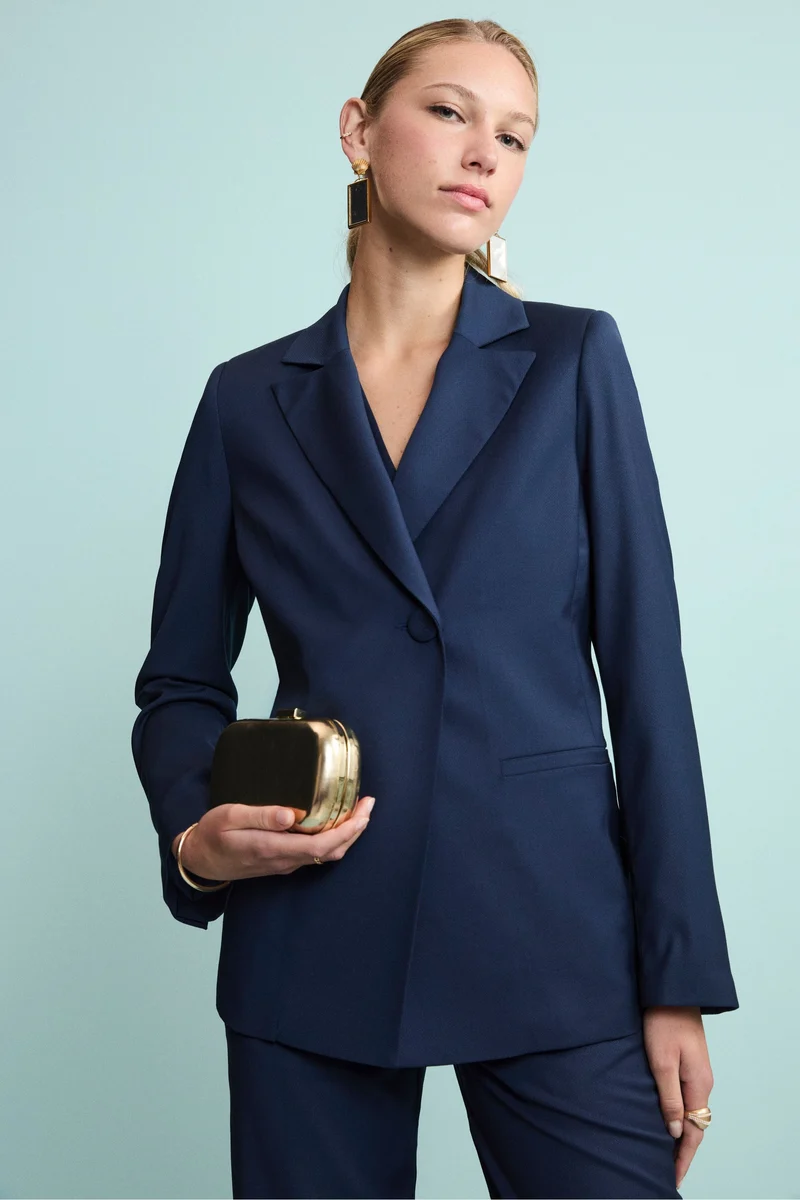 Giacca Elegante Foderata in Lana Vergine - BLU