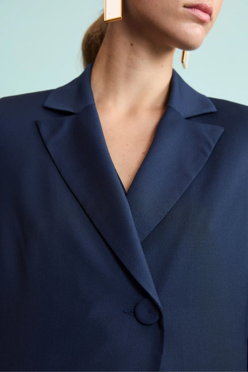 Giacca Elegante Foderata in Lana Vergine - BLU