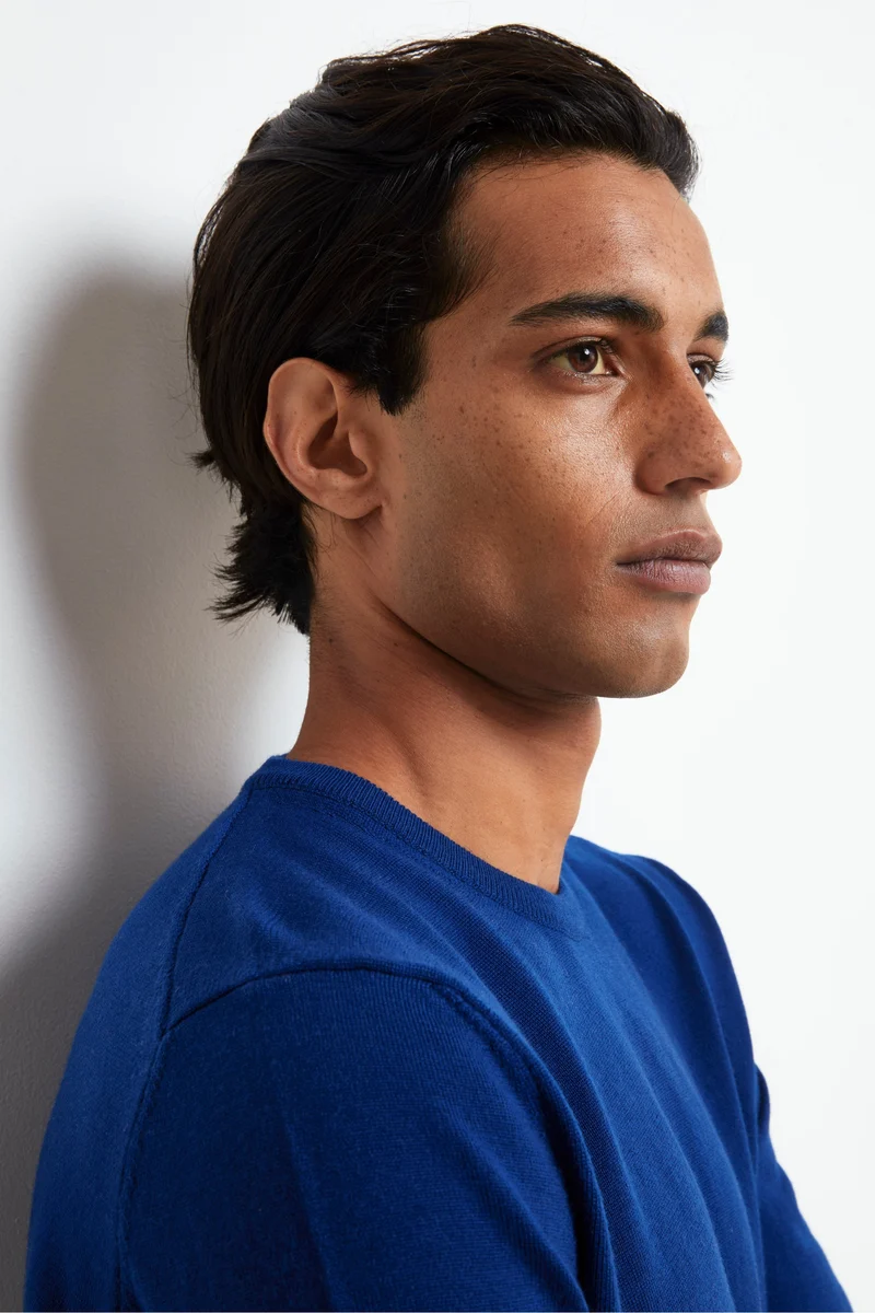 Pullover Girocollo in Lana Merino - BLU APERTO