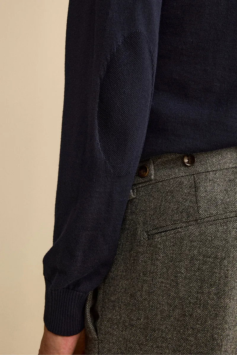 Polo Derby in Lana Merino con Toppe - BLU