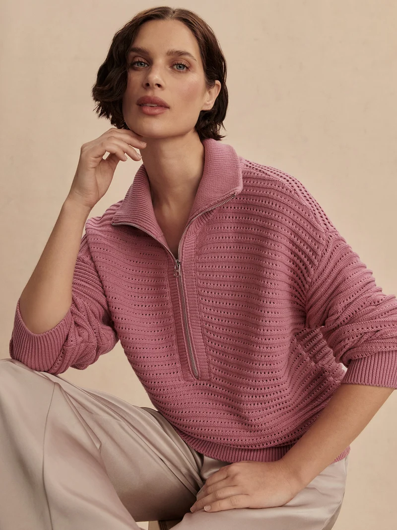 Tara Pointelle Half Zip