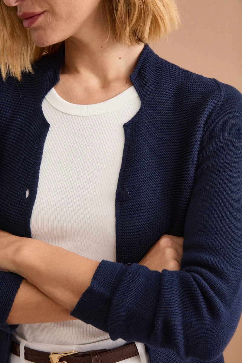 Cardigan Links Scollo a V in Cotone - BLU