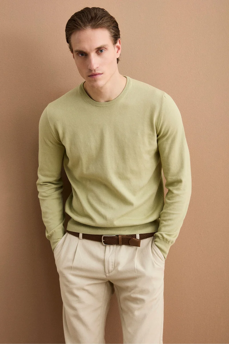 Maglia girocollo in cotone - SALVIA
