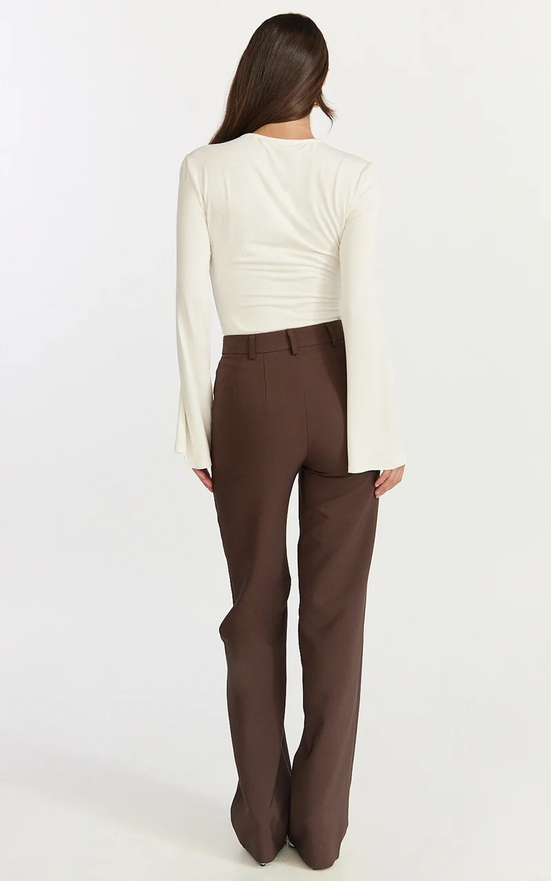 Edith Top - Twist Detail Long Sleeve Top in Cream