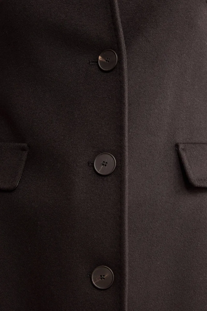Cappotto Midi Sancrato in Misto Lana e Cashmere - NERO