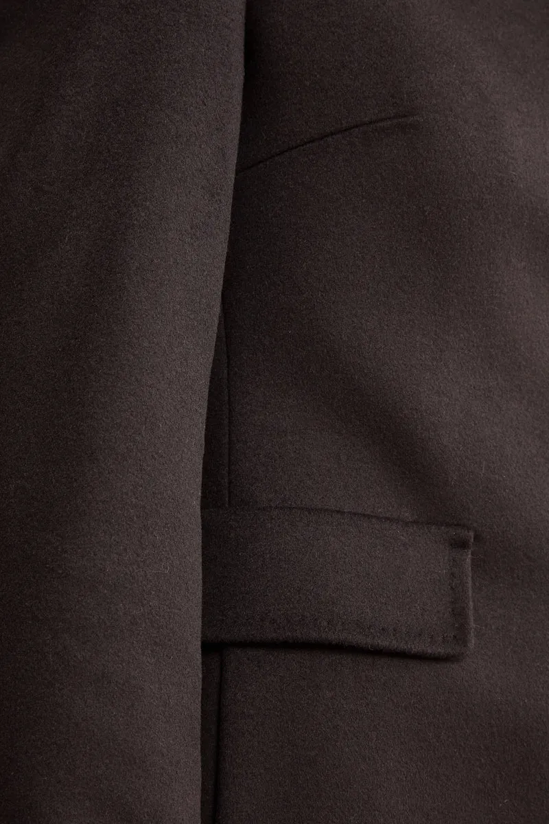 Cappotto Midi Sancrato in Misto Lana e Cashmere - NERO
