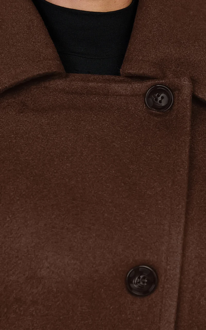 Rina Coat - Oversized Three Button Front Closure Coat in Chocolate
