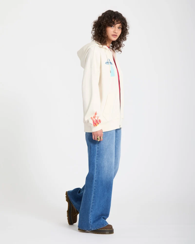 Mickey Mason Zip Up Hoodie - Off White