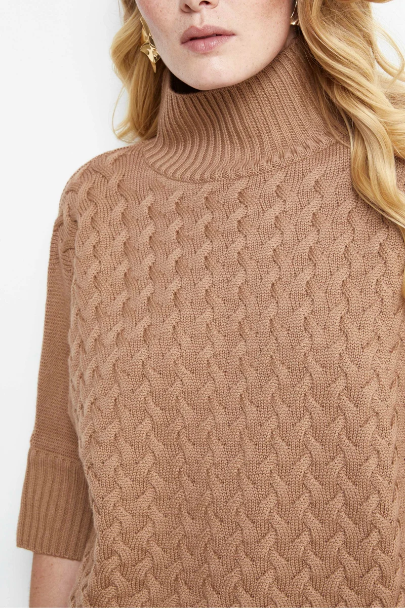 Lupetto a Coste con Trecce - CAMMELLO