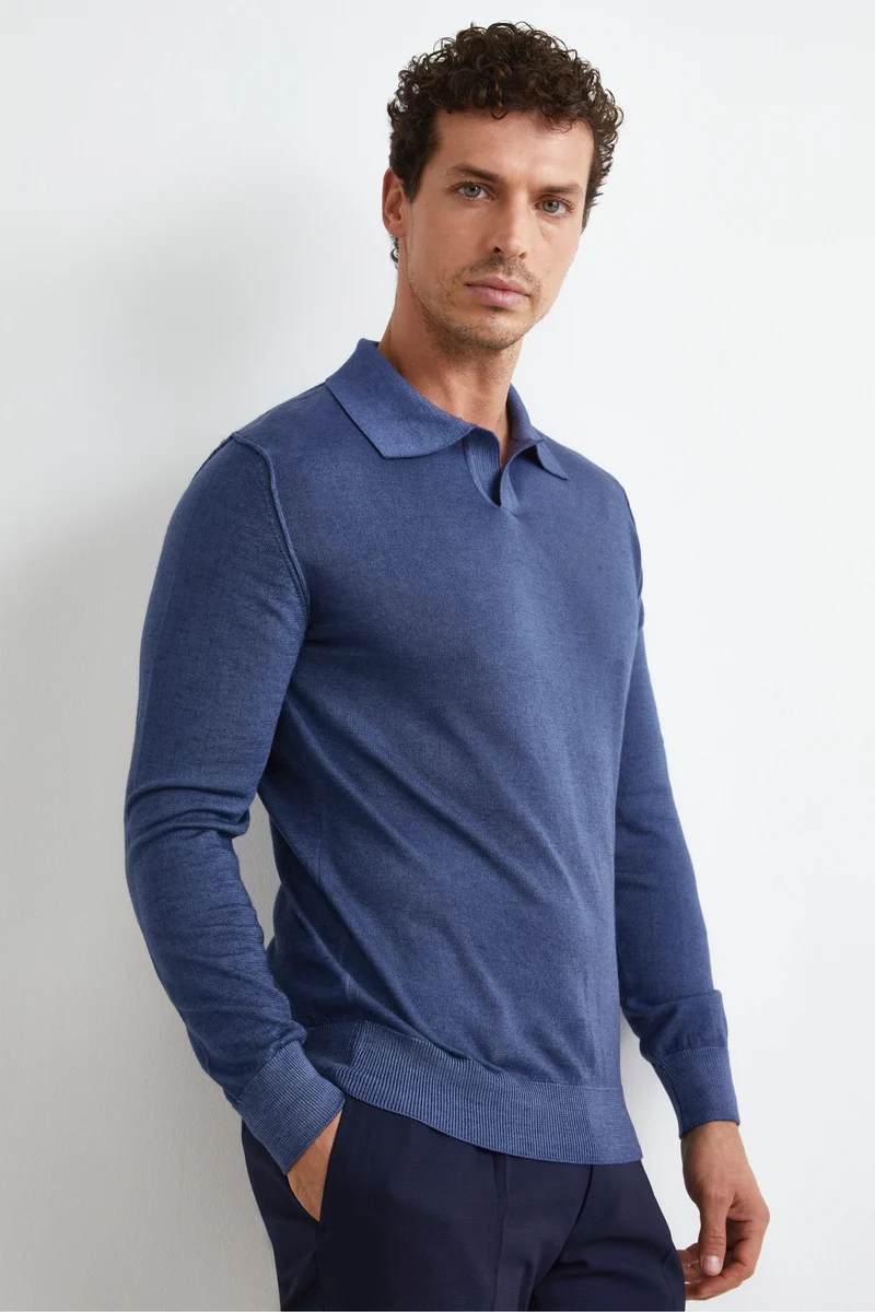 Polo derby in lana merino - JEANS