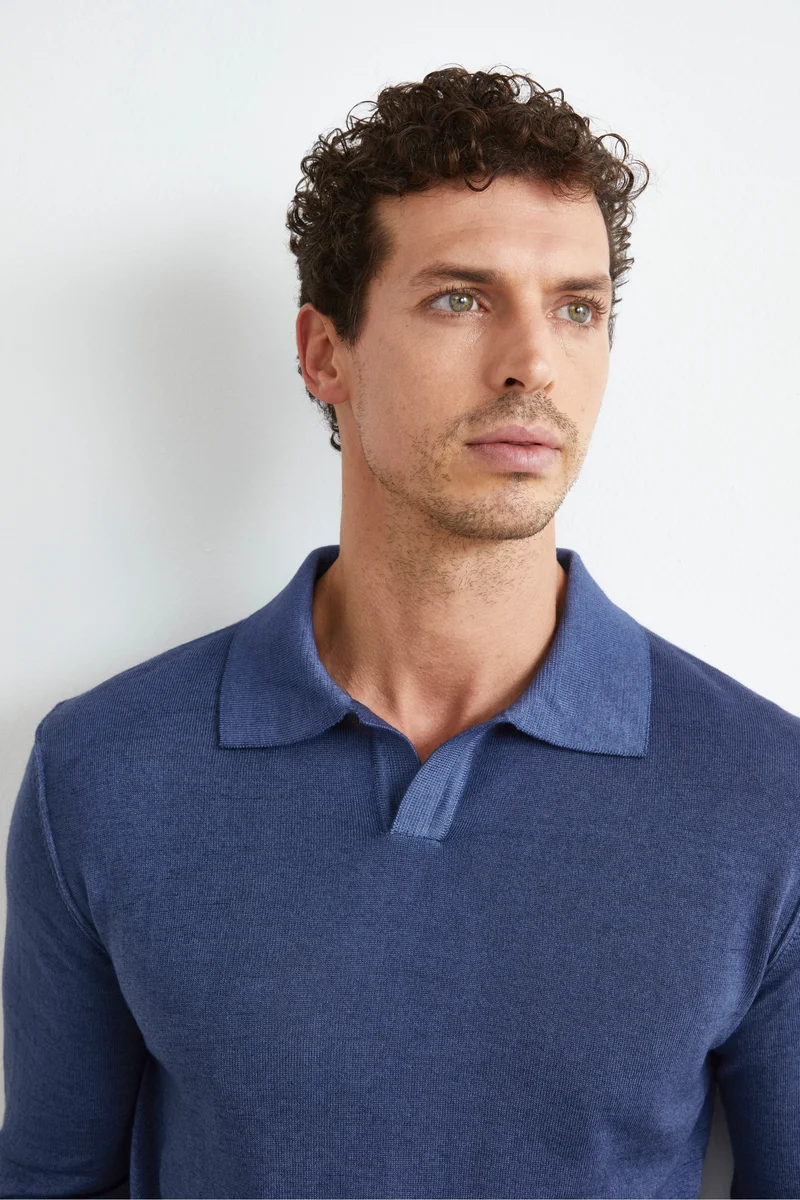 Polo derby in lana merino - JEANS