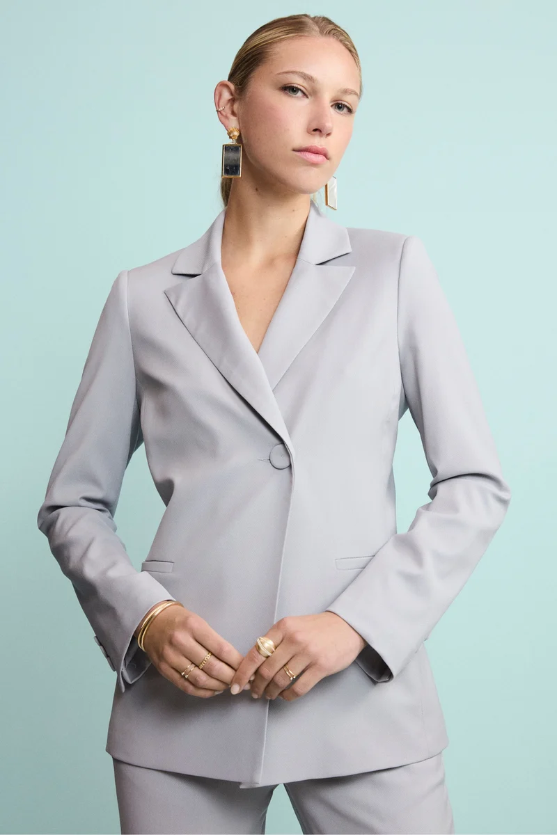 Giacca Elegante Foderata in Lana Vergine - GRIGIO CHIARO