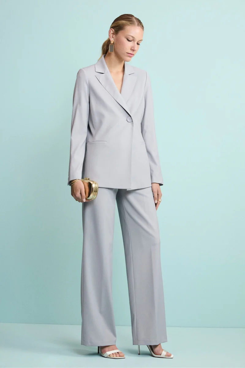 Giacca Elegante Foderata in Lana Vergine - GRIGIO CHIARO
