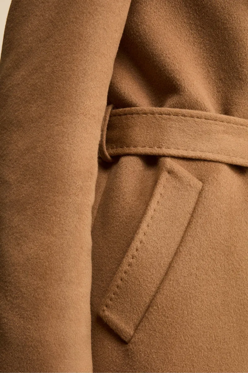 Cappotto Lungo in Lana e Cashmere con Cappuccio - CAMMELLO