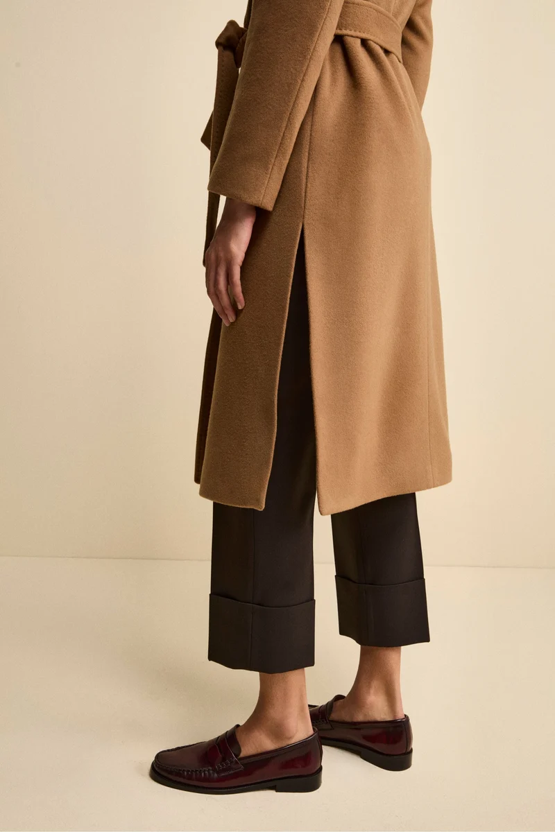 Cappotto Lungo in Lana e Cashmere con Cappuccio - CAMMELLO