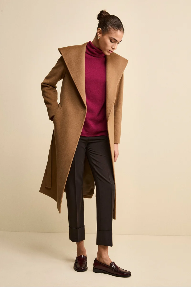 Cappotto Lungo in Lana e Cashmere con Cappuccio - CAMMELLO