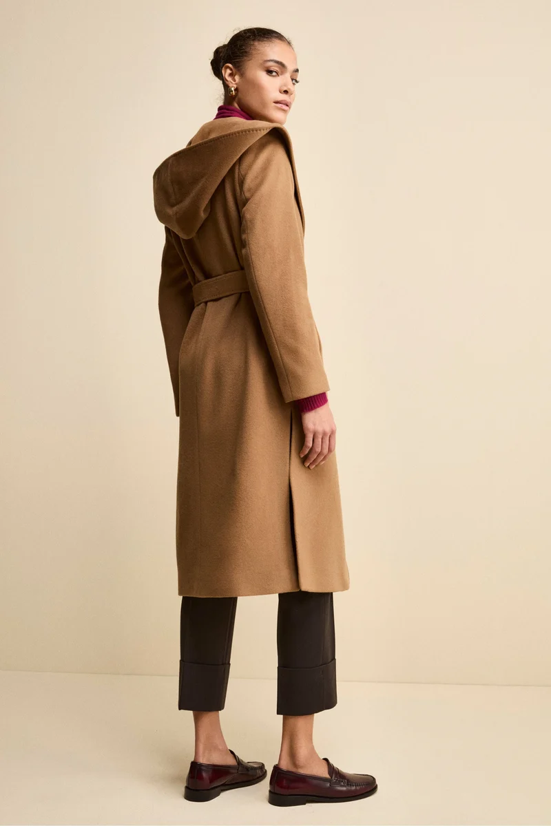 Cappotto Lungo in Lana e Cashmere con Cappuccio - CAMMELLO