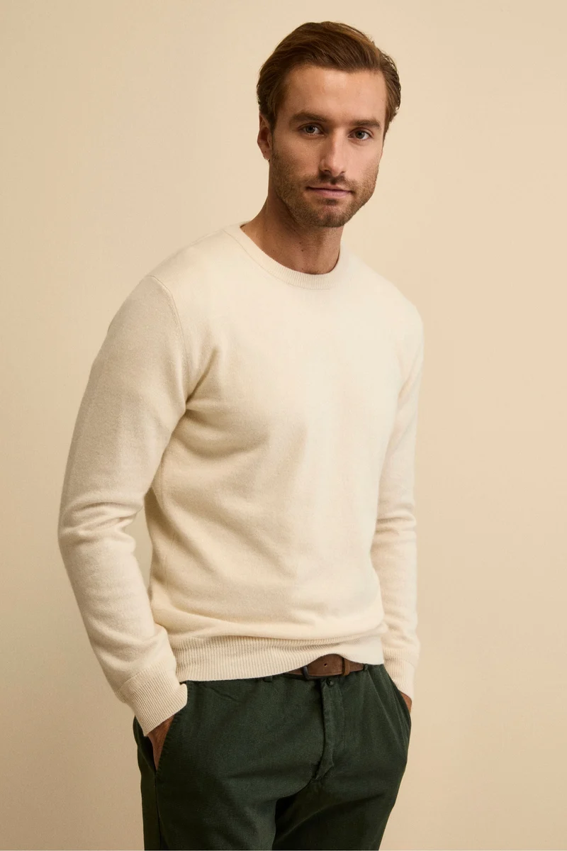 Girocollo in cashmere e seta - LATTE