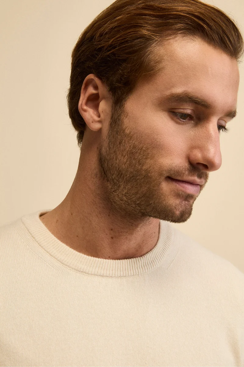 Girocollo in cashmere e seta - LATTE