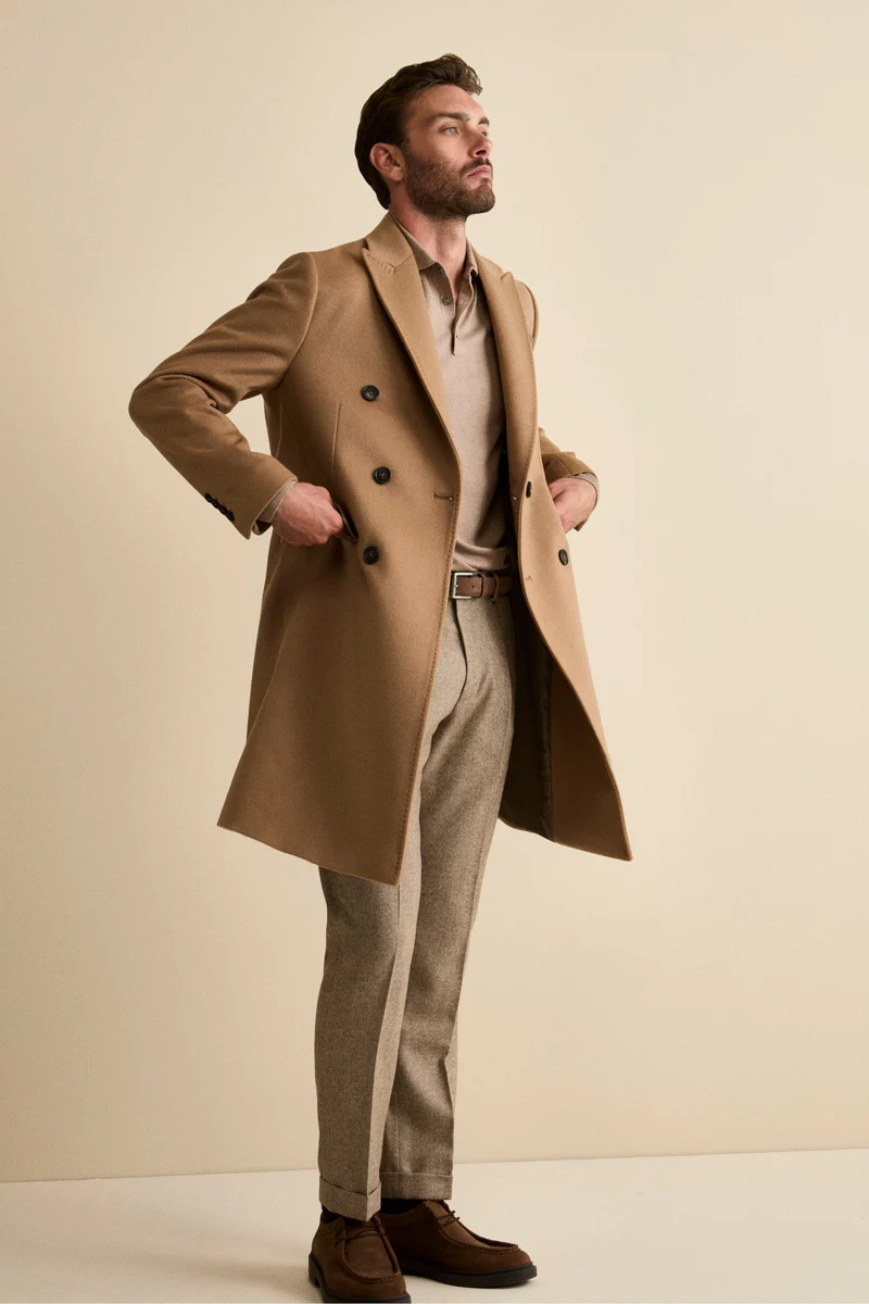 Cappotto Midi Doppiopetto in Misto Lana e Cashmere con Martingala - CAMMELLO
