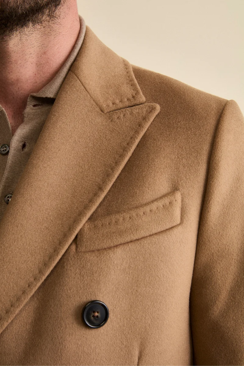 Cappotto Midi Doppiopetto in Misto Lana e Cashmere con Martingala - CAMMELLO