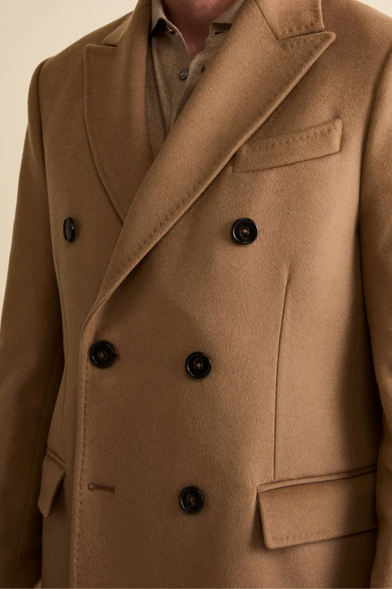Cappotto Midi Doppiopetto in Misto Lana e Cashmere con Martingala - CAMMELLO