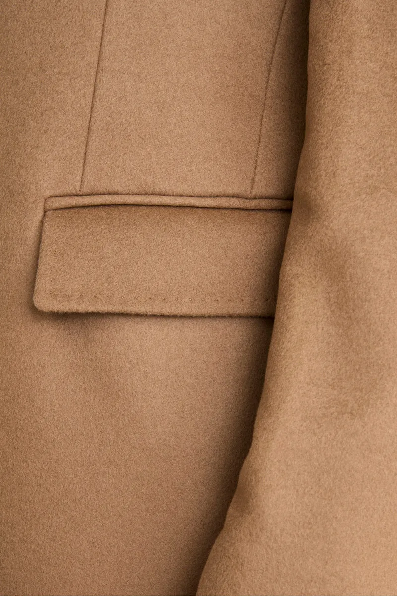 Cappotto Midi Doppiopetto in Misto Lana e Cashmere con Martingala - CAMMELLO