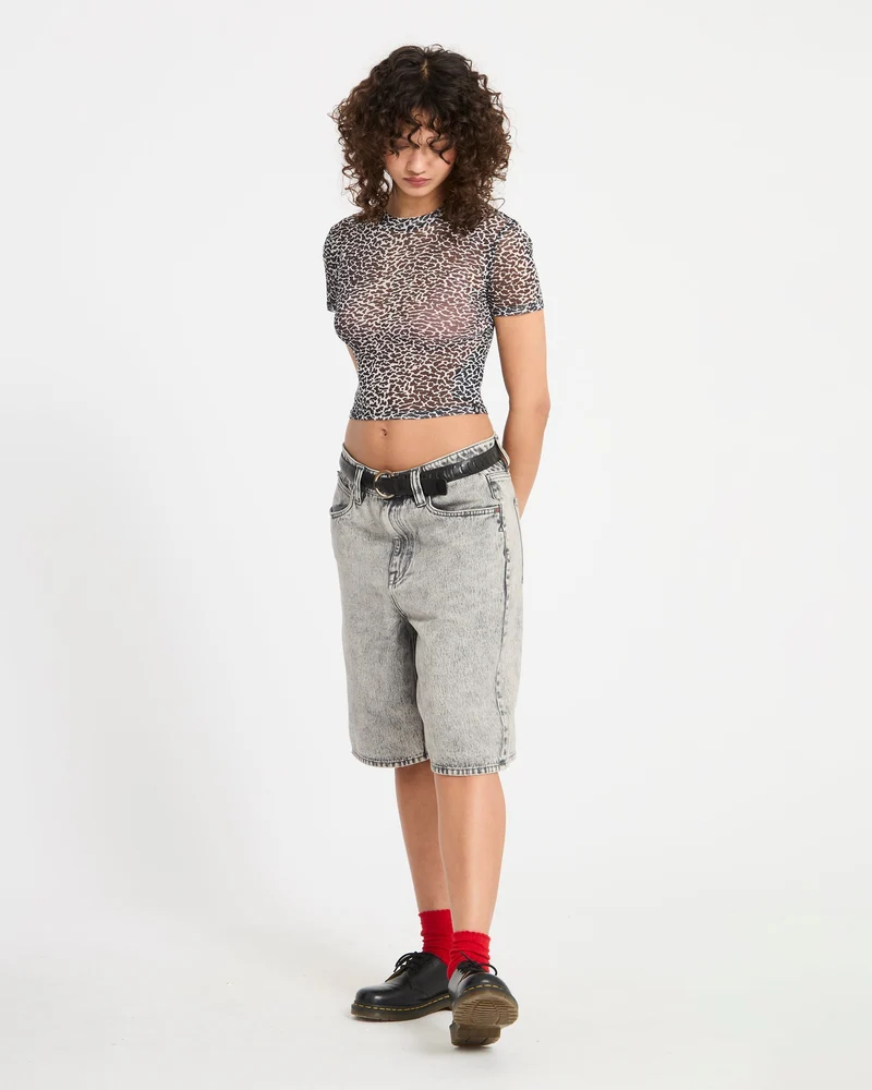 Rawly Knit Mesh Oberteil - Black White