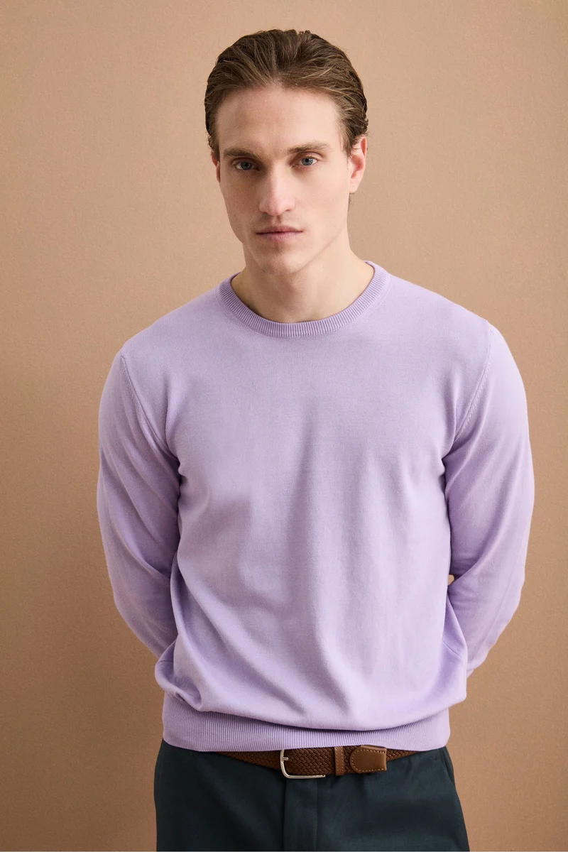 Maglia girocollo in cotone - LAVANDA