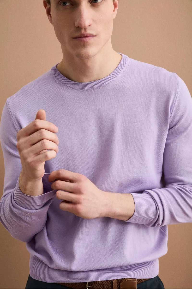 Maglia girocollo in cotone - LAVANDA
