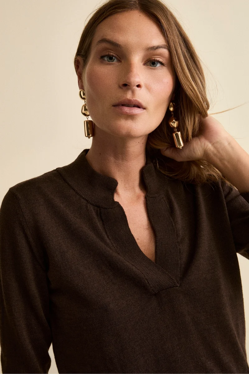 Maglia Serafino in Lana Merino - T.MORO