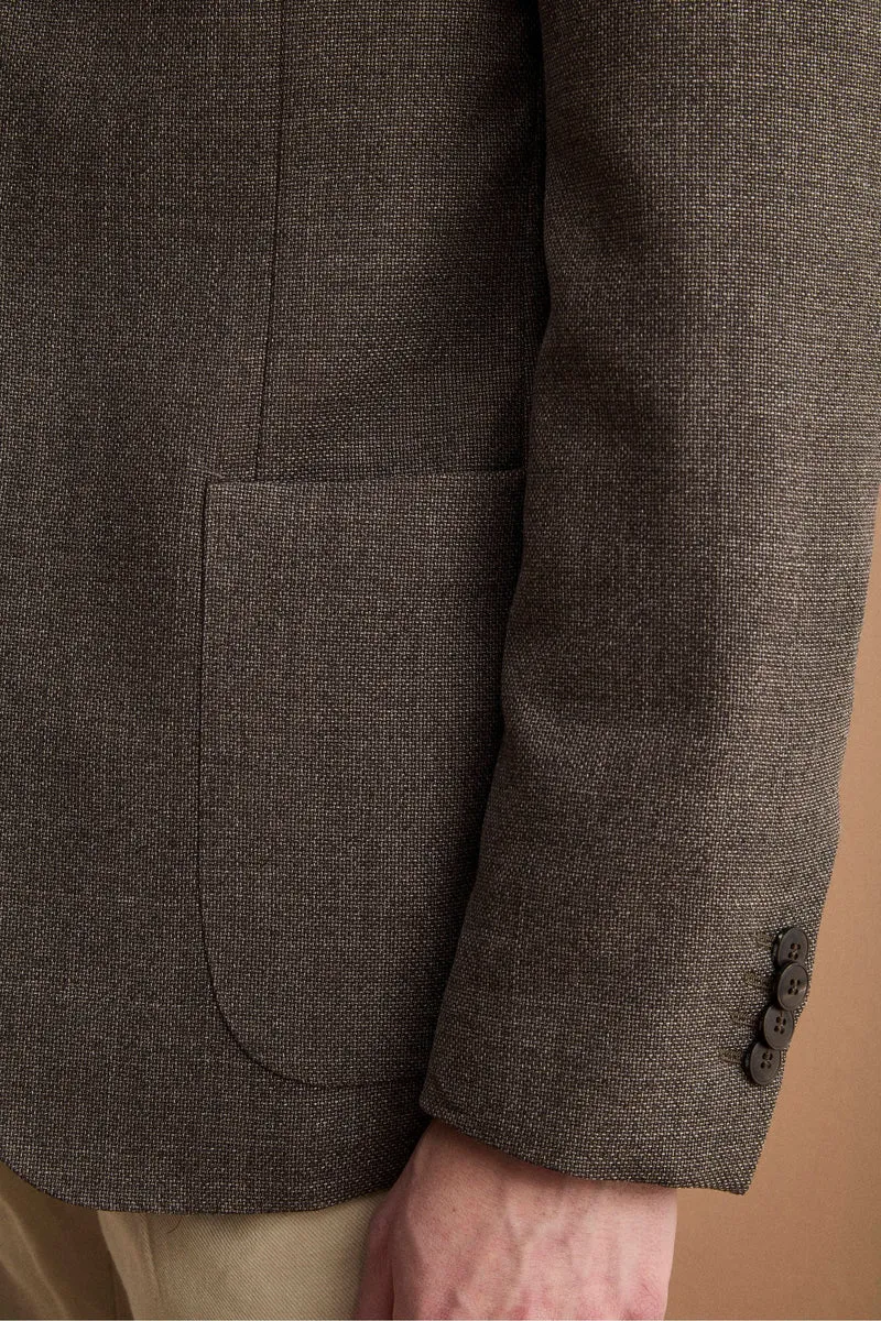 Giacca Slim Fit Semifoderata in Lana Vergine - MARRONE