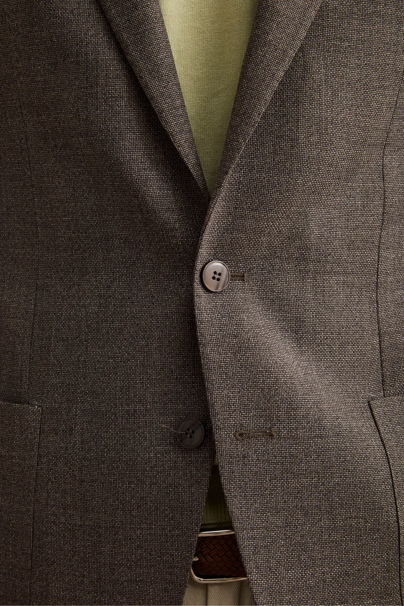 Giacca Slim Fit Semifoderata in Lana Vergine - MARRONE