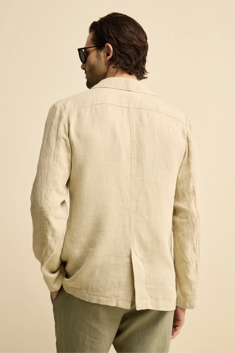 Giacca Beige in Lino - BEIGE