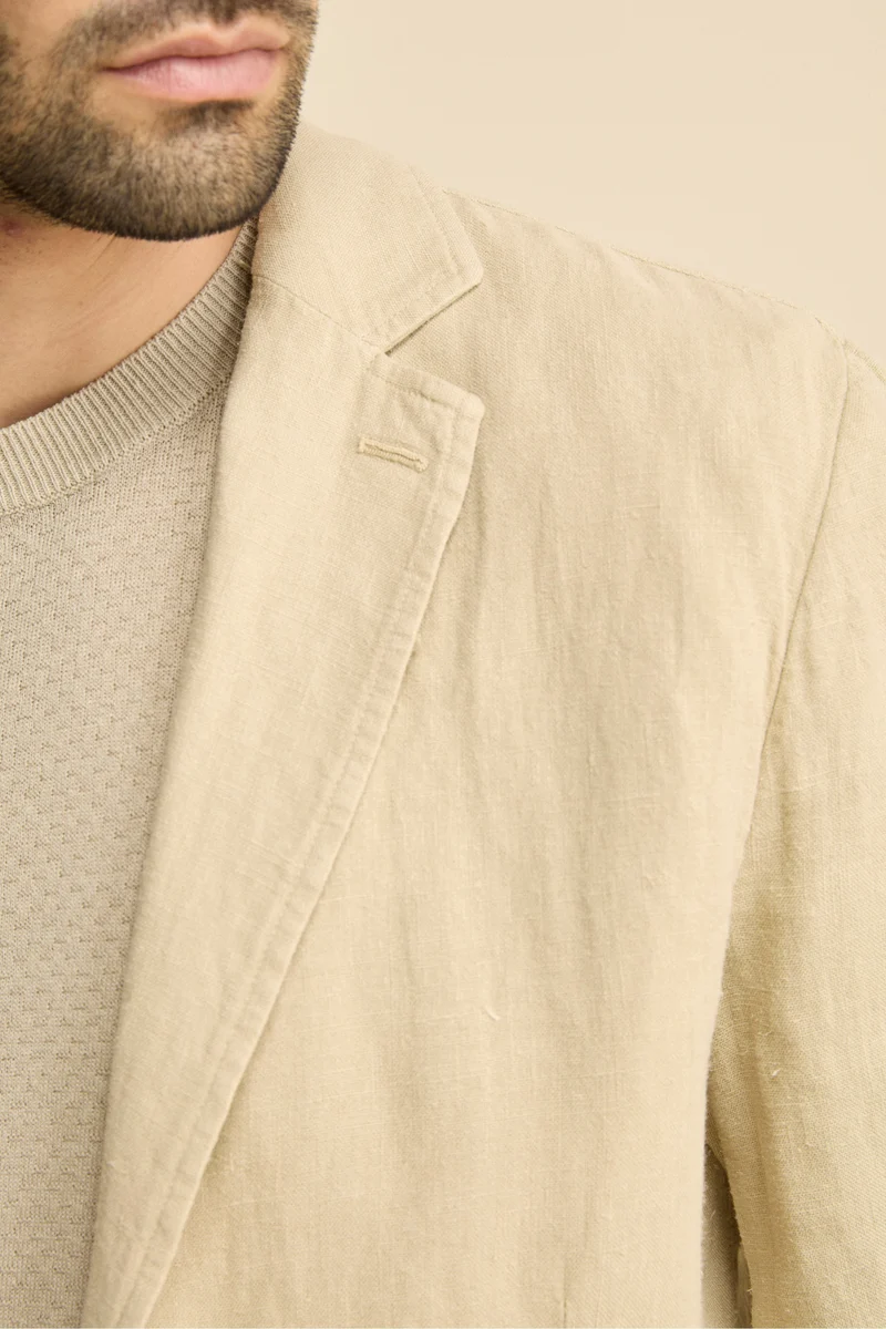 Giacca Beige in Lino - BEIGE