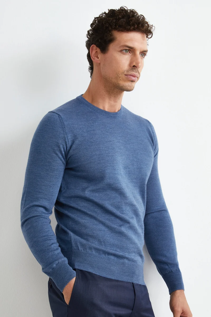 Pullover Girocollo in Lana Merino - JEANS