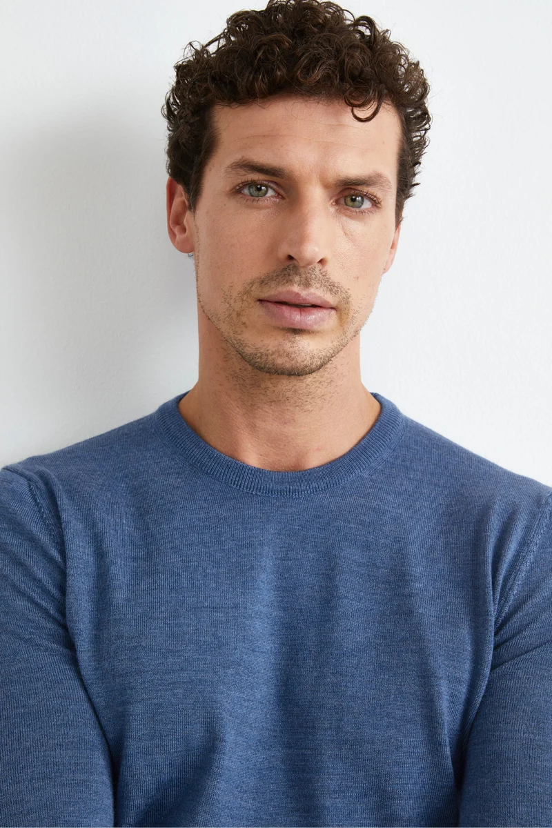 Pullover Girocollo in Lana Merino - JEANS