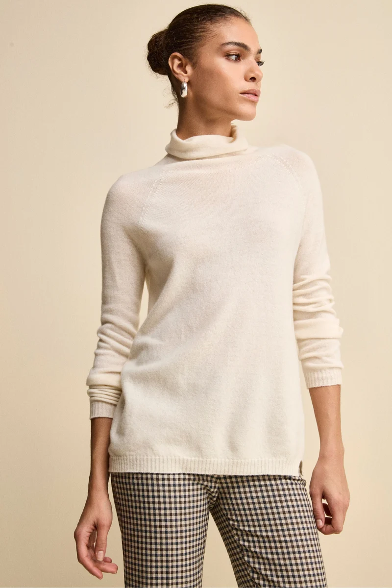 Maglia Collo Morbido lana cashmere - LATTE